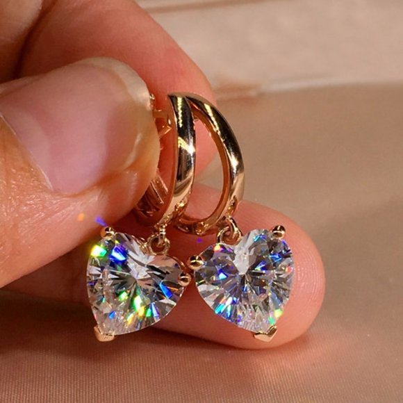 Jewelry - 🎀Romantic Heart Square Shiny Princess Cut Zircon Earrings, UNVN12454
